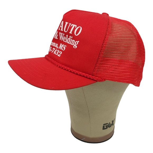 King Cap J G Auto Repair Welding Mesh Snapback Cap Trucker Printed Baseball Hat - Picture 3 of 13